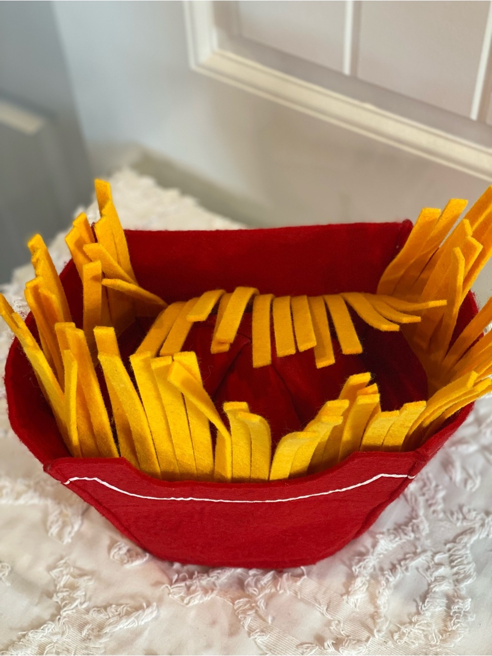 Red Felt Fry Hat with Yellow Fringe - Picture 3 of 12